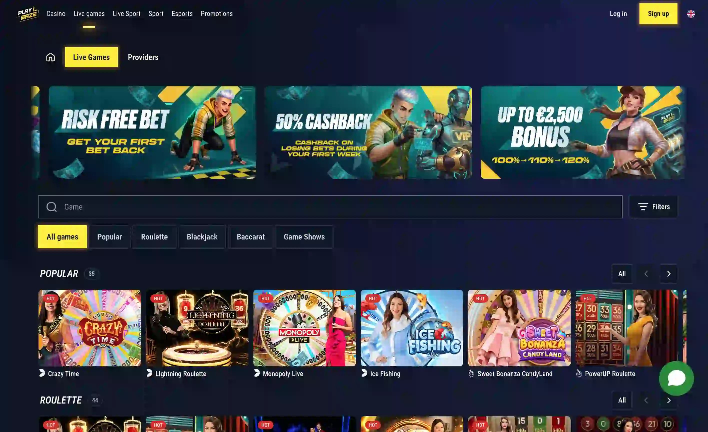 Live-Casino-Spiele bei Playbaze Casino Deutschland